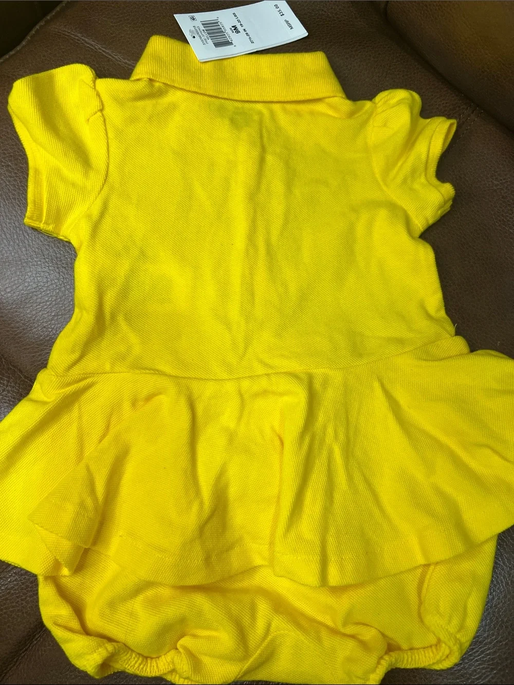 Ralph Lauren Bright Yellow Baby Polo Peplum Romper